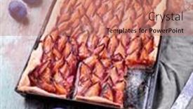  Presentation with german - Slide set with traditional-german-zwetschgenkuchen-with-sliced background and a coral colored foreground