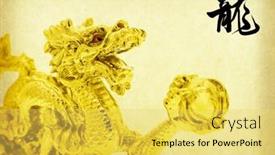  Presentation with traditional chinese character - Presentation design having traditional-gold-chinese-dragon-statue background and a yellow colored foreground