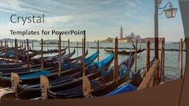  Presentation with canal - PPT layouts consisting of traditional-gondolas-on-canal-grande background and a light blue colored foreground