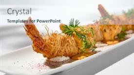  Presentation with appetizer - Slides featuring traditional-greek-appetizer-kataifi-wrapped background and a sky blue colored foreground