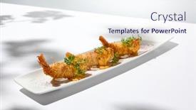 Presentation with white plate - Presentation theme featuring traditional-greek-appetizer-kataifi-wrapped background and a sky blue colored foreground