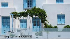  Presentation with greek architecture - PPT layouts having traditional-greek-architecture-houses-painted background and a light blue colored foreground