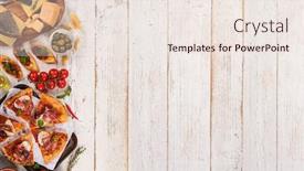  Presentation with vintage food - Audience pleasing theme consisting of traditional-greek-food-on-vintage backdrop and a sky blue colored foreground