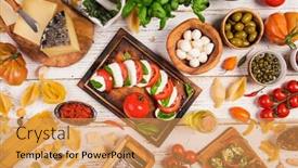  Presentation with vintage food - Slide deck consisting of traditional-greek-food-on-vintage background and a yellow colored foreground