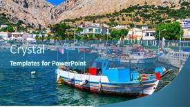  Presentation with greek islands - Presentation featuring traditional-greek-islands-chios-vrontados background and a ocean colored foreground