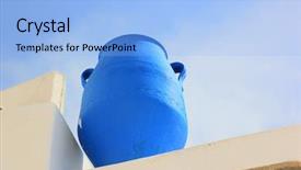  Presentation with greek mythology narciuss - Audience pleasing PPT theme consisting of traditional greek vase on santorini backdrop and a light blue colored foreground