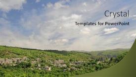  Presentation with greek - Colorful slide deck enhanced with traditional-greek-village-of-zagoria backdrop and a light blue colored foreground