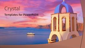  Presentation with church bells - Cool new theme with traditional-greek-white-church-arch backdrop and a coral colored foreground