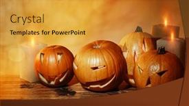  Presentation with scary halloween - Presentation theme consisting of traditional-halloween-decor-closeup-photo background and a gold colored foreground