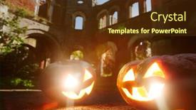  Presentation with lanterns - Audience pleasing theme consisting of traditional halloween jack-o-lanterns on the ground backdrop and a tawny brown colored foreground