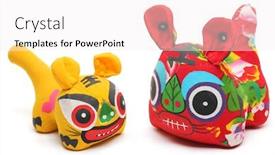  Presentation with tiger - Colorful PPT layouts enhanced with traditional handicraft cloth tiger backdrop and a white colored foreground