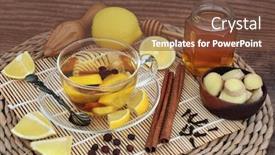  Presentation with traditional drink - Amazing PPT layouts having traditional-herbal-remedy-for-colds backdrop and a tawny brown colored foreground