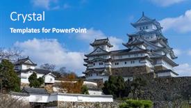  Presentation with traditional - Presentation consisting of traditional-himeji-castle-and-park background and a teal colored foreground