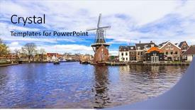  Presentation with traditional games - Slide deck having traditional holland - vamals and windmills background and a light blue colored foreground