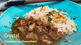  Presentation with traditional chinese funeral - Colorful slide set enhanced with traditional home made chinese cuisine backdrop and a tawny brown colored foreground