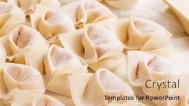  Presentation with dumpling - PPT theme with traditional-homemade-chinese-dumpling background and a lemonade colored foreground