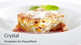  Presentation with food lasagna - Presentation theme enhanced with traditional homemade italian lasagna background and a white colored foreground