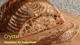  Presentation with cutting-board - PPT theme featuring traditional-homemade-loaf-of-sourdough and a tawny brown colored foreground
