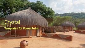  Presentation with africa - PPT layouts having traditional house from southern africa background and a tawny brown colored foreground