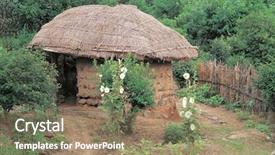  Presentation with korea - Cool new slide deck with traditional house in korea backdrop and a coral colored foreground