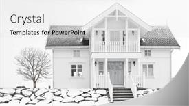  Presentation with norway - PPT theme with traditional-house-in-lofoten background and a white colored foreground