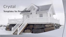  Presentation with norway - Presentation theme consisting of traditional-house-in-lofoten background and a light gray colored foreground