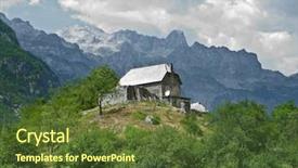  Presentation with albania - Colorful theme enhanced with house in theth valley albania backdrop and a tawny brown colored foreground