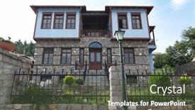  Presentation with old house - Amazing PPT theme having traditional-house-ottoman-in-old backdrop and a tawny brown colored foreground