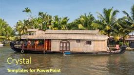  Presentation with traditional - Amazing PPT theme having traditional-houseboat-at-beautiful-backwaters backdrop and a tawny brown colored foreground