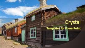  Presentation with copper - Theme consisting of traditional houses of copper mines background and a tawny brown colored foreground