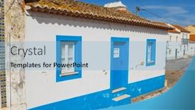  Presentation with rural - Presentation theme consisting of traditional-houses background and a light blue colored foreground