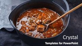  Presentation with traditional - Presentation theme having traditional-hungarian-braised-venison-goulash background and a wine colored foreground