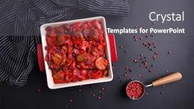  Presentation with pepper - Colorful presentation enhanced with traditional-hungarian-tomato-and-red backdrop and a dark gray colored foreground