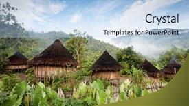  Presentation with hut - Presentation consisting of traditional hut in an indonesian background and a light blue colored foreground