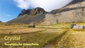  Presentation with iceland - Slide deck enhanced with traditional-icelandic-home-ruines-near background and a tawny brown colored foreground