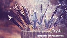  Presentation with incense - Cool new presentation theme with traditional incense stick at temple backdrop and a violet colored foreground