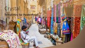  Presentation with rajastan - Amazing presentation theme having traditional-india-shop-streets backdrop and a coral colored foreground