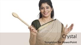  Presentation with rustic wood wooden frame - Slide set with rusks - table with red and white background and a coral colored foreground