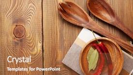  Presentation with kitchen utensils - PPT theme consisting of traditional indian - wood kitchen utensils and spices background and a red colored foreground