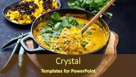  Presentation with berberis - Presentation theme featuring traditional-indian-chicken-curry-masala background and a tawny brown colored foreground