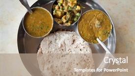  Presentation with indian traditional - Slide deck with traditional indian cuisine vegetarian thali background and a coral colored foreground