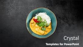  Presentation with indian food chicken curry dish - Presentation design consisting of traditional-indian-food-chicken-curry background and a dark gray colored foreground