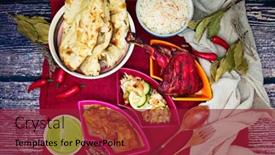  Presentation with indian food - PPT theme enhanced with traditional-indian-food-chicken-tandoori background and a crimson colored foreground