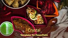  Presentation with indian food - Slide set having traditional-indian-food-chicken-tandoori background and a tawny brown colored foreground