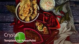  Presentation with indian food - PPT theme having traditional-indian-food-chicken-tandoori background and a wine colored foreground