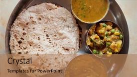  Presentation with vegetarian - Cool new PPT layouts with traditional indian food vegetarian roti backdrop and a coral colored foreground