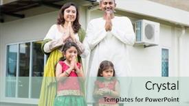  Presentation with indian festival - Audience pleasing slide deck consisting of traditional indian greeting on diwali backdrop and a mint green colored foreground