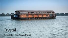  Presentation with house boat - Amazing presentation design having traditional indian house boat kerala backdrop and a light blue colored foreground