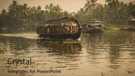  Presentation with indian culture - Presentation theme consisting of traditional indian house boat kerala background and a coral colored foreground