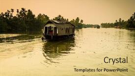  Presentation with house boat - Beautiful slide set featuring traditional indian house boat kerala backdrop and a  colored foreground